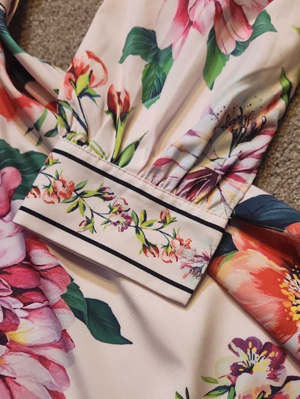 Dalia MacPhee Pink Floral Belted Collared Floral Midi Dress - Picture 5 of 12